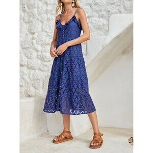 Nine Lives Bazaar Womens Florentina Sleeveless Midi Dress Indigo Purple size 4